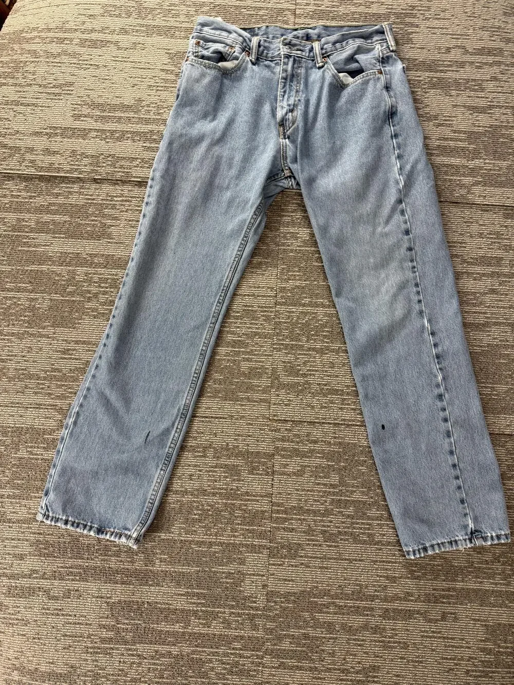 Levis 505 Jeans Mens 33x30 Light Wash Straight Leg Zip Fly Regular Fit